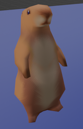 a tawny brown prairie dog in the 3D blender view. the texture is low rez and pixelated.